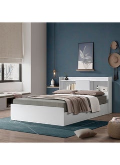 DANUBE HOME Supreme 160X200 Queen Bed With Storage Foil Lamited Strong And Sturdy Modern Design Wooden Single Bed Frame Furniture Quiet And Comfortable Beds - White  - Image 4