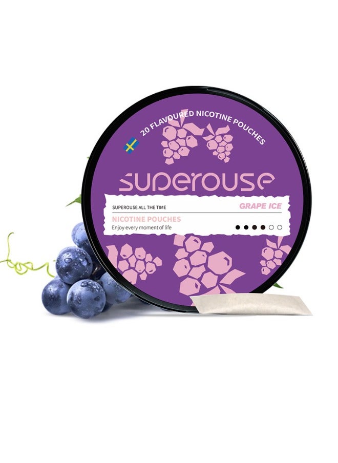 superouse Nicotine Tablets, Cigarette Quit Aid, Synthetic Nicotine Pouch Ingredient, Dental Cigarette Patch,Craving and Withdrawal Symptoms Reduction 20Pcs -Grape Ice  - Image 1