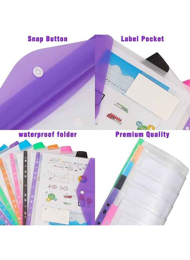 12PCS 11-Hole Binder Pockets, 6-Color Categorization Waterproof PP Material, A4 Document Organizer Bags (Suitable for Middle East Office/Students) - Image 4