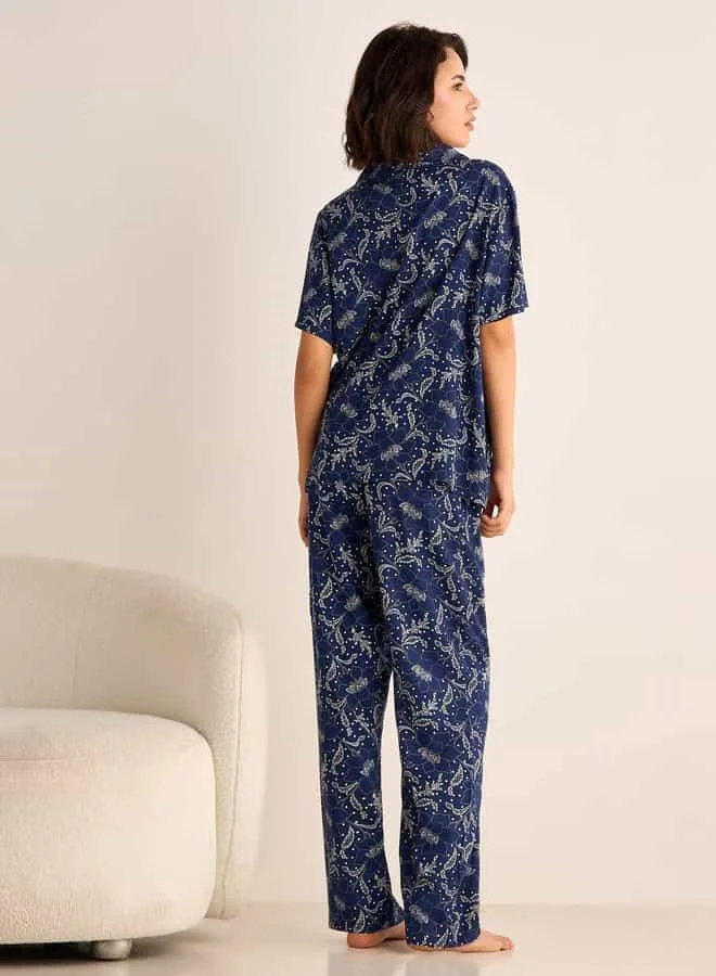 Splash FAV All-Over Floral Print Shirt and Pyjama Set