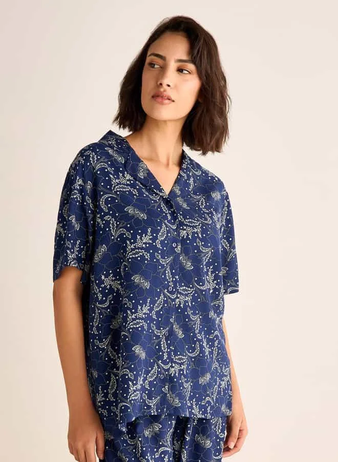 Splash FAV All-Over Floral Print Shirt and Pyjama Set