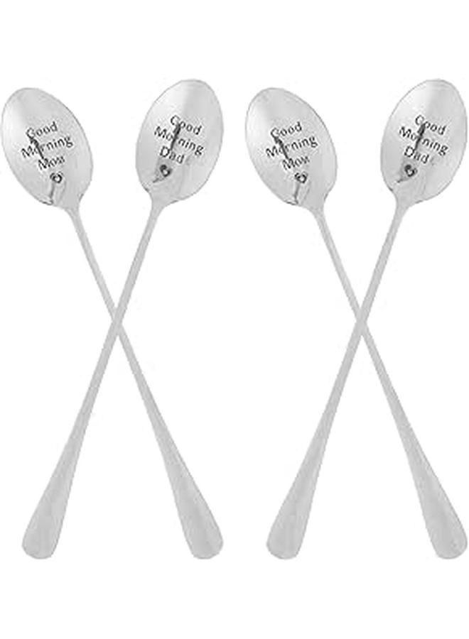 Stainless Steel Long Handle Soup Spoons Set Of 4 Multifunctional For Dining - Image 1