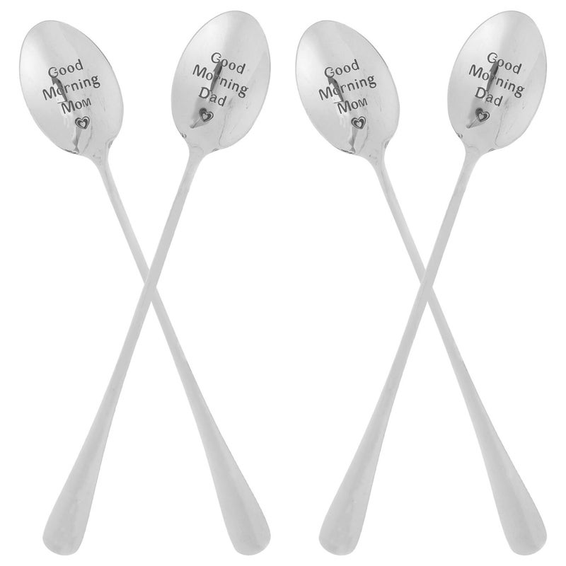 Stainless Steel Long Handle Soup Spoons Set Of 4 Multifunctional For Dining - Image 2