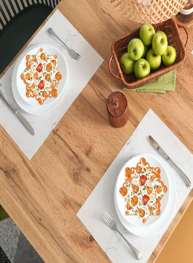 وولاين مجموعة مناديل كوكتيل من والين، 100 قطعة، بتصميم يقطين خريفي مزخرف، لون برتقالي، مصنوعة من ورق سميك للاستخدام مرة واحدة، مثالية لحفلات العشاء، وحفلات عيد الشكر، وحفلات الزفاف، وأعياد الميلاد. - Image 5