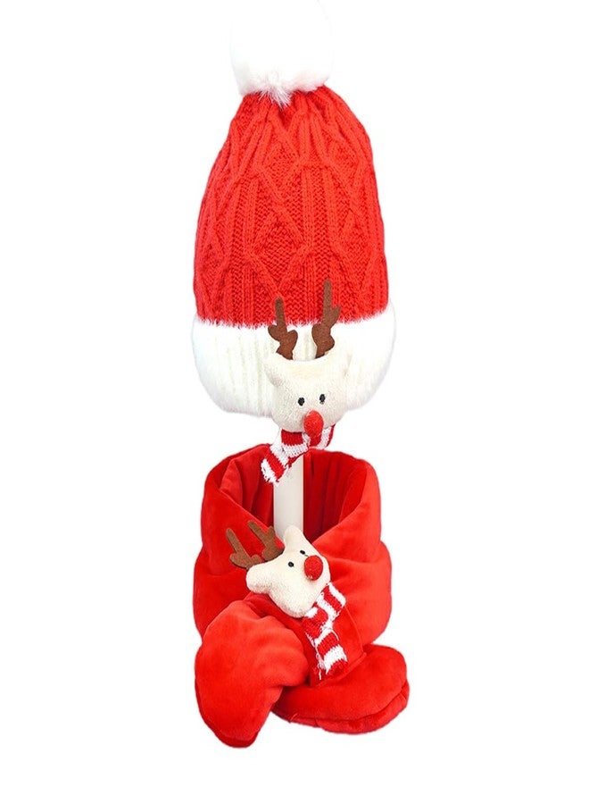 Little Surprise Box UNWRAP A HAPPY STORY Little Surpise Box 2Pcs Nose Reindeer Themed Winter Cap | winter warm baby ear cap for kids,Toddler girls/boys | winter caps for kids, unisex | Beanie With Matching Long Style Neck Muffler For Kids - Image 1