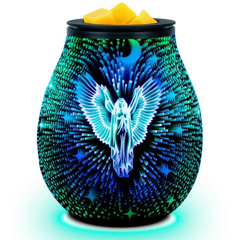 EQUSUPRO Wax Melt Warmer Wax Melter Wax Burner for Scented Wax Melts Electric Fragrance Warmer for Wax Cubes & Tarts, Vivid 3D Design 7 Colors LED Light Gift & Decor for Home Office (3D Angel) - Image 1
