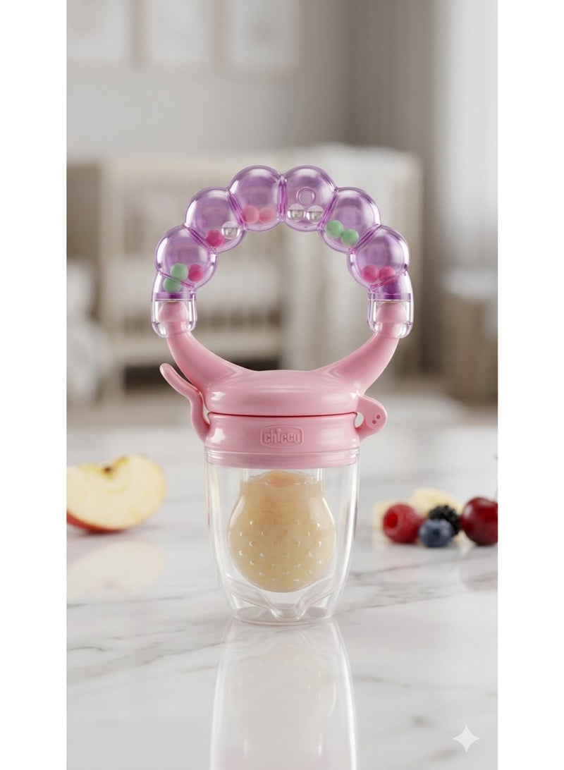 Chicco 2 in 1 Baby Fruit Feeder and Rattle Silicone Pacifier for Fresh Fruit Vegetables Teething and Self Feeding Training Baby Food Feeder Teether with Soft Silicone Pouch Easy Grip Handle for Infants Toddlers and Baby Led Weaning - Image 5