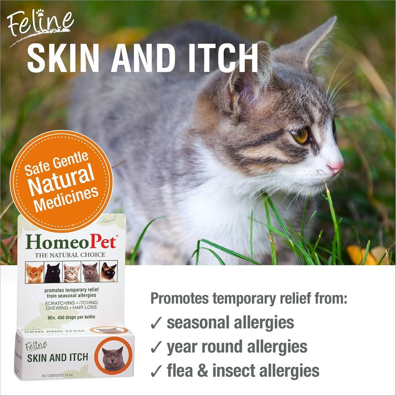 HomeoPet Feline Skin and Itch Safe and Natural Cat Supplement for Itchy Skin Skin and Itch Relief for Cats 15 Milliliters - Image 2