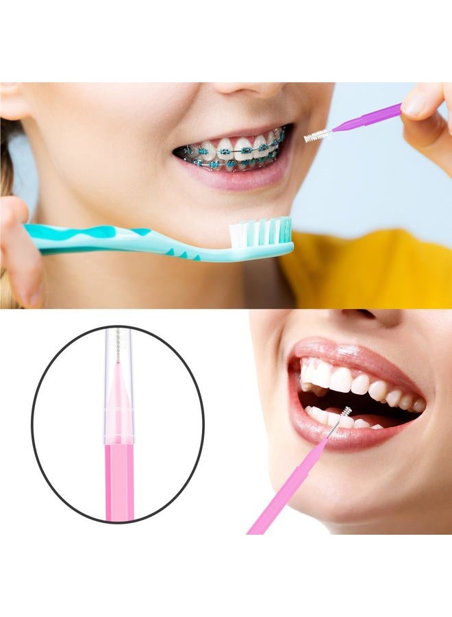 Patelai 100 Pieces Braces Brush for Cleaner Interdental Brush Toothpick Dental Tooth Flossing Head Oral Dental Hygiene Flosser Toothpick Cleaners Tooth Tool(Pink,Purple,Suitable Size) - Image 4