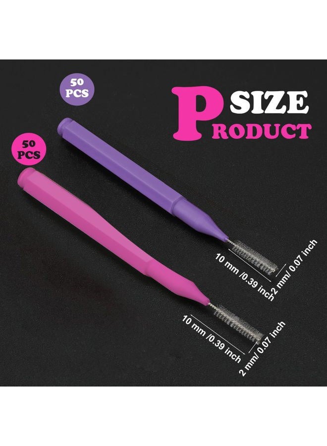 Patelai 100 Pieces Braces Brush for Cleaner Interdental Brush Toothpick Dental Tooth Flossing Head Oral Dental Hygiene Flosser Toothpick Cleaners Tooth Tool(Pink,Purple,Suitable Size) - Image 2