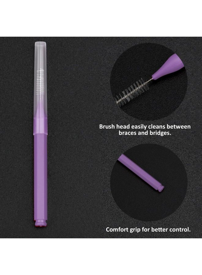 Patelai 100 Pieces Braces Brush for Cleaner Interdental Brush Toothpick Dental Tooth Flossing Head Oral Dental Hygiene Flosser Toothpick Cleaners Tooth Tool(Pink,Purple,Suitable Size) - Image 3