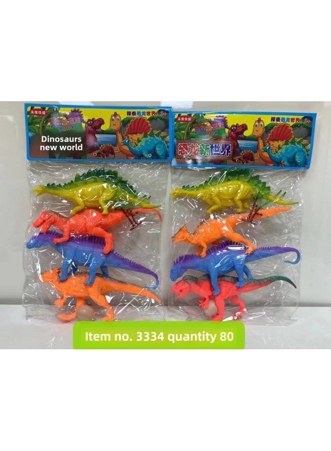 Play House Set Bag Simulation Soft Rubber Model Children's Toy Marine Animal Insect Farm Static Dinosaur-Color:3334 Static Dinosaur (color 4 Loaded With BB Whistle) - Image 1