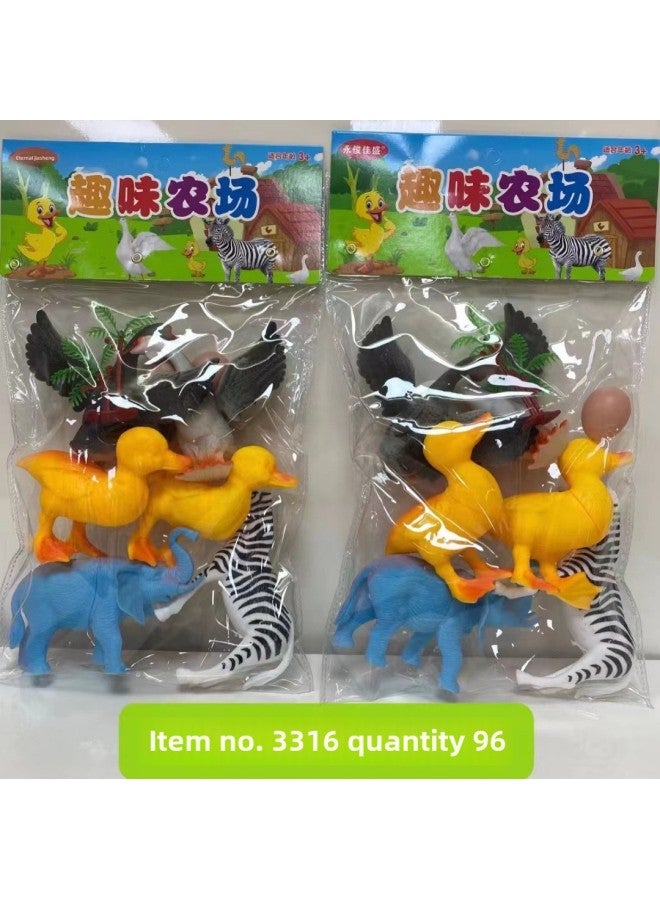 Play House Set Bag Simulation Soft Rubber Model Children's Toy Marine Animal Insect Farm Static Dinosaur-Color:3334 Static Dinosaur (color 4 Loaded With BB Whistle) - Image 4