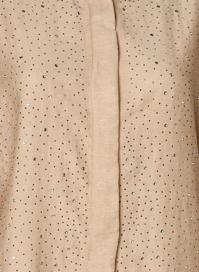 Splash FAV Relaxed Fit Linen Blend Shirt with Stud Embellishment