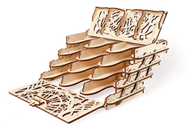 Ugears Tabletop Device Wooden for Board Games, DIY Assembly Puzzle, Best Playing Card Holder, Visiting Card Stand for Office Table, Office Gift and Corporate Gift - Image 1