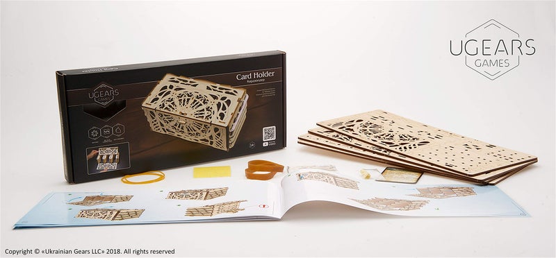 Ugears Tabletop Device Wooden for Board Games, DIY Assembly Puzzle, Best Playing Card Holder, Visiting Card Stand for Office Table, Office Gift and Corporate Gift - Image 2