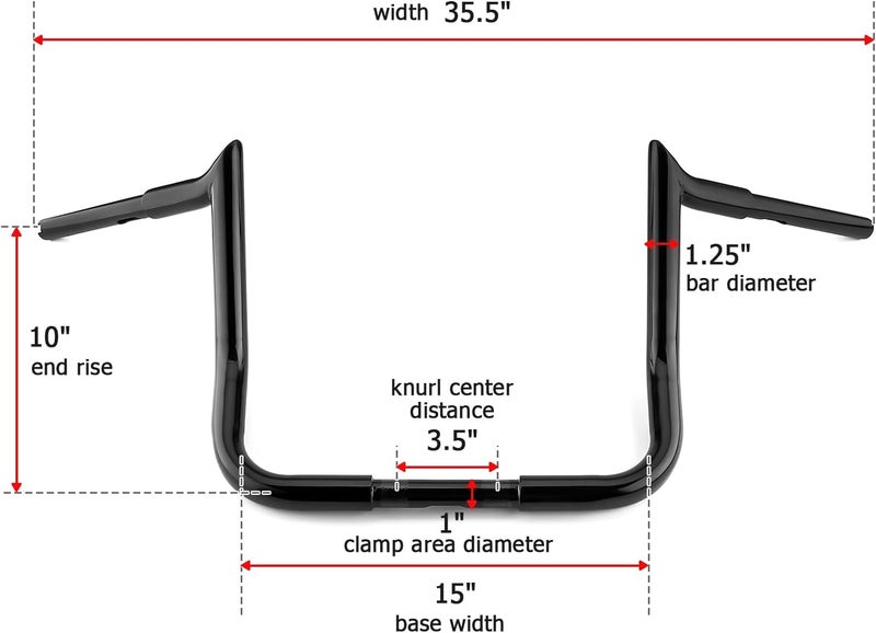 Mofun 10" Rise Ape Hangers Handlebar for Harley Touring Models 1986-2023 - Gloss Black - Image 4