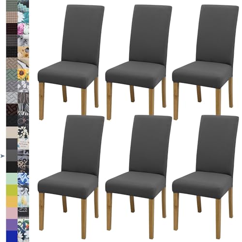 BIETYONE Stretch Dining Chair Covers Set of 6 Soft Removable Washable Kitchen Parsons Chair Slipcovers High Elastic Seat Protector for Home Hotel Banquet - Image 1