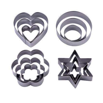Prostuff.in Cookie Cutters Shapes 12 pcs Heart,Flower,Star,Round Biscuit Cutter Set Omelette Fruit Pancake Shaper,Steel - Image 2