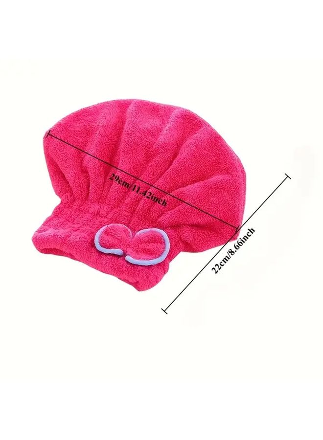 Two Coral Fleece Towel Hat Yellow Ultra Soft Quick Dry Headscarf Style Bath Cap With Cute Bow Design Lightweight Durable For Women Ideal For Wet Hair And Styling Absorbent Bathroom Accessory Violet Red Rainbow Multicolor - Image 3