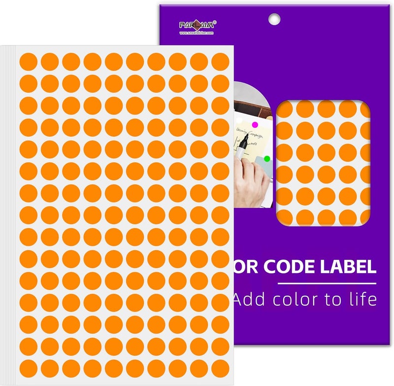 PARLAIM 1/2 Inch Color Code Dot Sticker Labels,1500 Pcs Orange Round Circle Stickers for Home Office Marking,Organizing (Orange) - Image 1