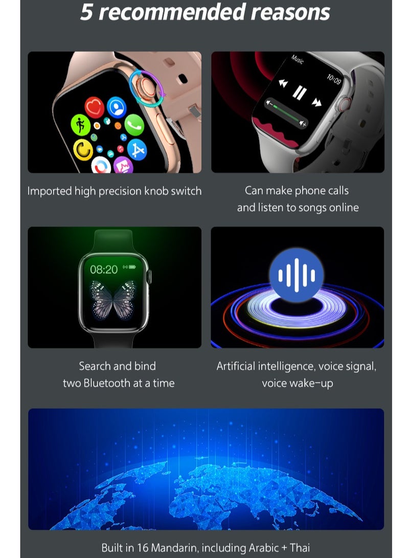 LIGE Smart Watch Full Touch Screen Series 8 Waterproof Sports Watch Silicone Grey Strap Support Arabic  - Image 4