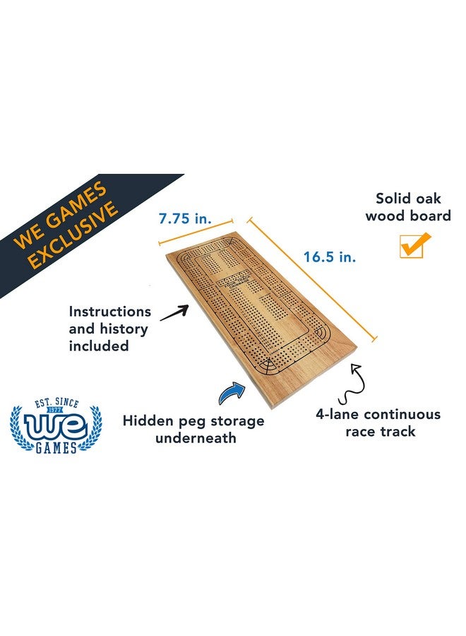 WE Games 4 Player Wooden Cribbage Board, Solid Natural Wood 4 Track Board, Plastic Pegs and Instructions, Card Games for Families and Adults - Image 2