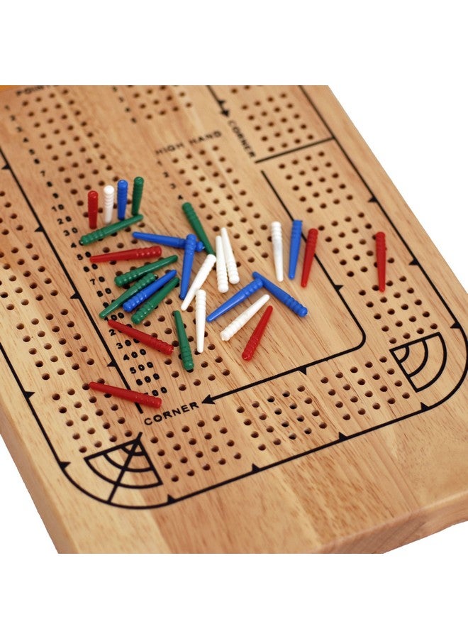 WE Games 4 Player Wooden Cribbage Board, Solid Natural Wood 4 Track Board, Plastic Pegs and Instructions, Card Games for Families and Adults - Image 5