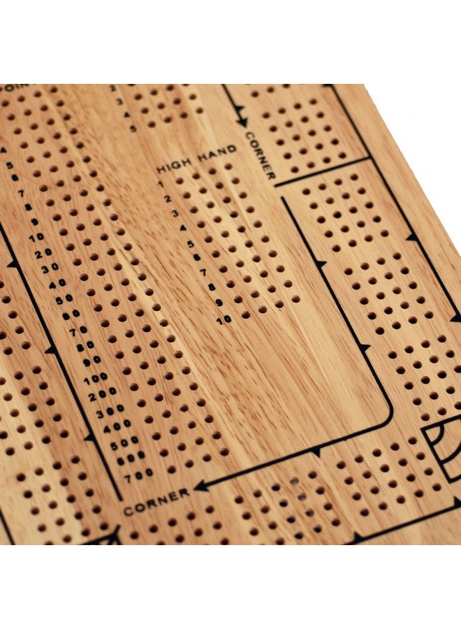WE Games 4 Player Wooden Cribbage Board, Solid Natural Wood 4 Track Board, Plastic Pegs and Instructions, Card Games for Families and Adults - Image 4