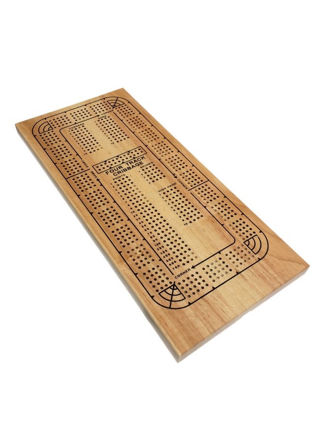 WE Games 4 Player Wooden Cribbage Board, Solid Natural Wood 4 Track Board, Plastic Pegs and Instructions, Card Games for Families and Adults - Image 1