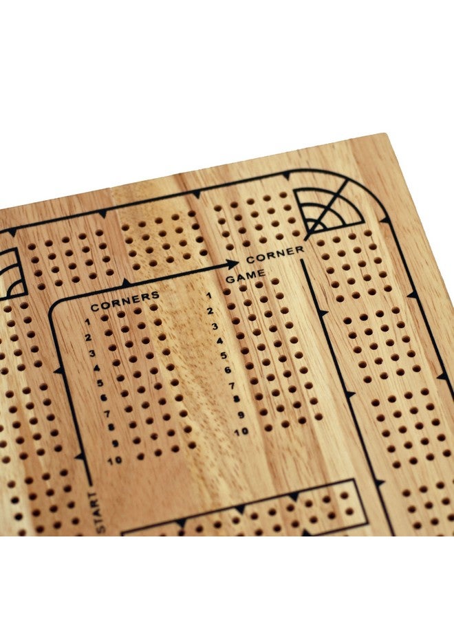 WE Games 4 Player Wooden Cribbage Board, Solid Natural Wood 4 Track Board, Plastic Pegs and Instructions, Card Games for Families and Adults - Image 3