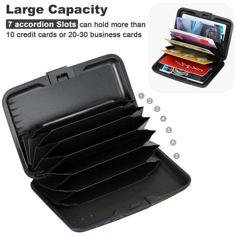 ELFISH Mini RFID Aluminum Wallet Credit Cards Holder Business Card Case Metal ID Case for Men Women(Iris Flower) - Image 5