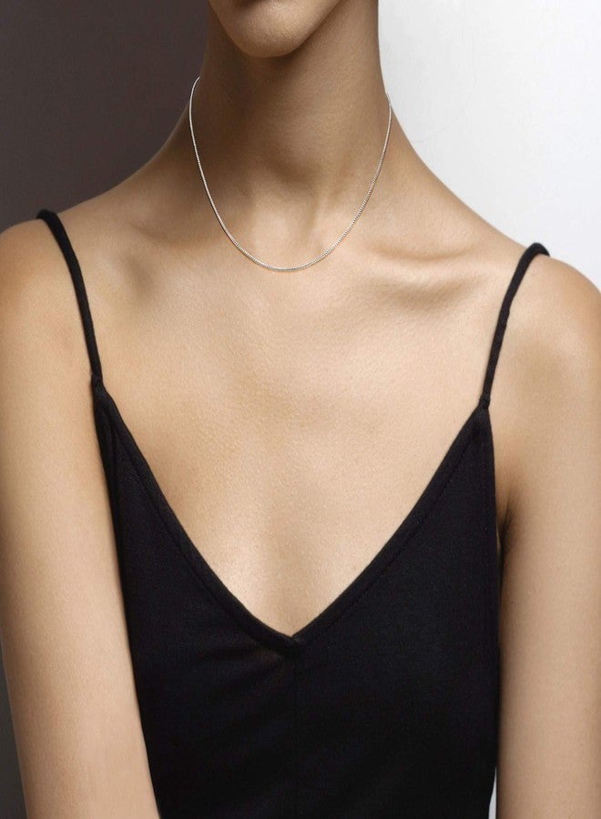 Miabella 925 Sterling Silver or 18K Gold Plated Italian 1mm Adjustable Solid Thin Bolo Box Chain Necklace for Women / 14-24 Inch Slider/Made in Italy (sterling silver) - Image 3