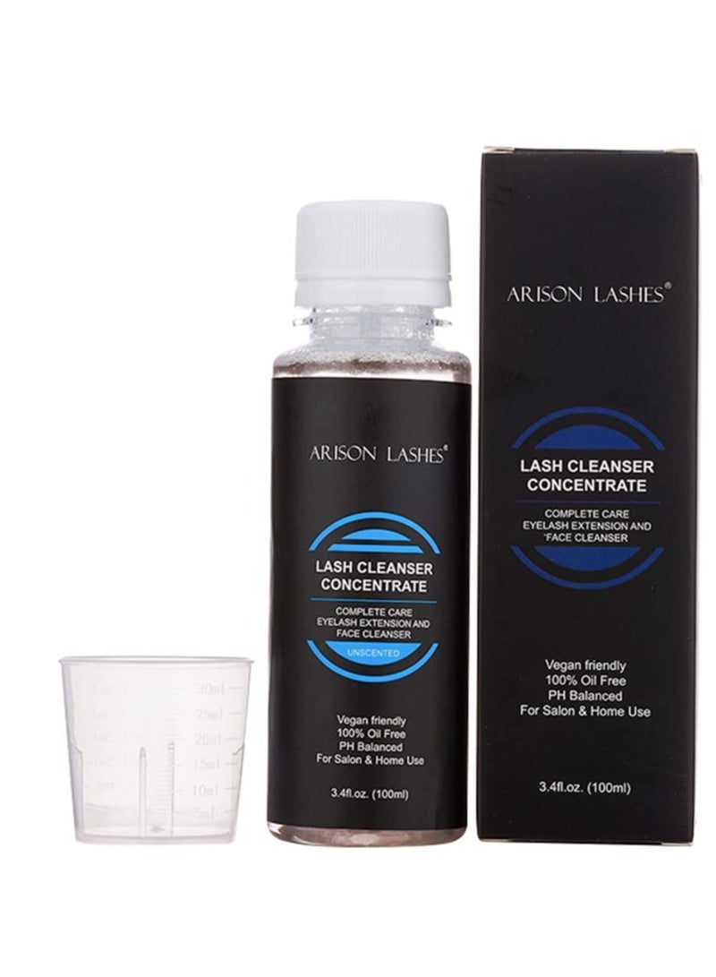 ARISON LASHES Eyelash Cleanser Concentrate 100ml Professional Lash Extensions Shampoo Natural Foaming Cleanser for Extensions Lashes with Salon Home Care-Makes 20 Bottles 60ml Eyelash Shampoo(Unscente) 