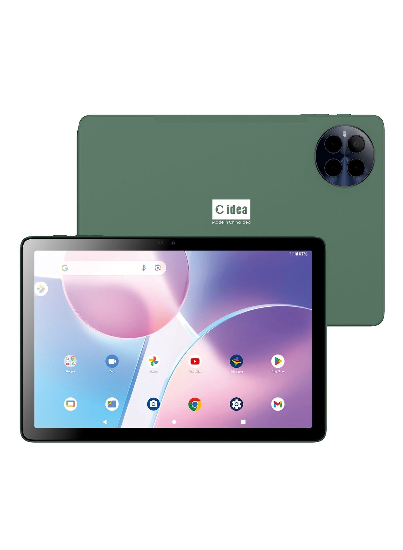 10.1-inch Android 13.0 Smart Tablet PC with Wireless Bluetooth Mouse and Keyboard 800x1280 IPS Display 5G 8GB 512GB Dual SIM WiFi GPS Bluetooth Kids Tab Green