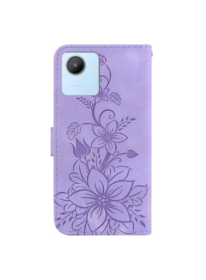 S-TOP Case For Realme C30 / C30s / Narzo 50i Lily Embossed Leather Phone Case - Image 3