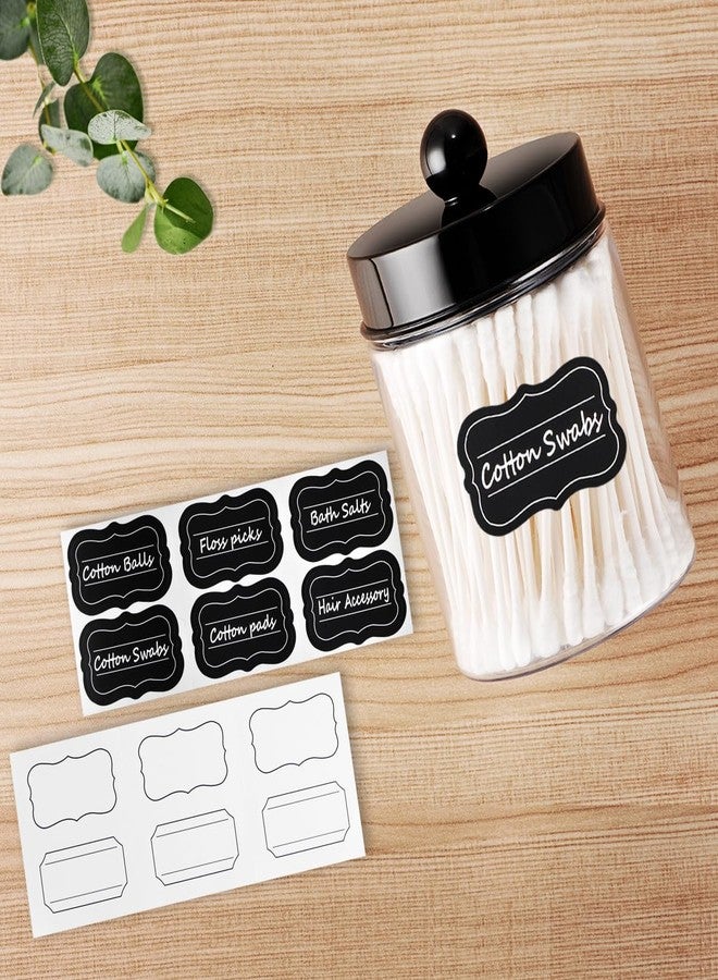 Amolliar Apothecary Jars Bathroom Vanity Storage Organizer Set -Countertop Canister Plastic Acrylic Jar - Farmhouse Decor Qtip Holder for Cotton Swabs,Makeup Sponges,Flossers,Paper Clips-Black (6) - Image 3
