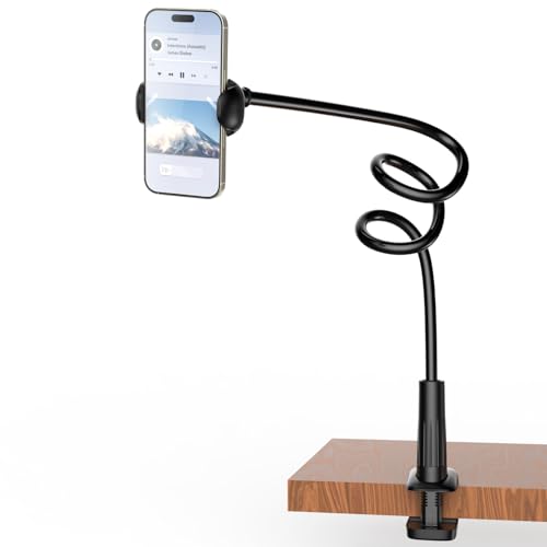 TONDA Phone Holder for Bed Desk Gooseneck Phone Holder Stand with 33 inch Adjustable Flexible Long Arm Clip Clamp Bracket Mount for iPhone 15 Pro Max XR X 8 7 6 or Other 47 Devices - Image 1