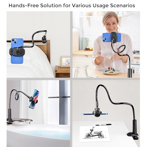TONDA Phone Holder for Bed Desk Gooseneck Phone Holder Stand with 33 inch Adjustable Flexible Long Arm Clip Clamp Bracket Mount for iPhone 15 Pro Max XR X 8 7 6 or Other 47 Devices - Image 3