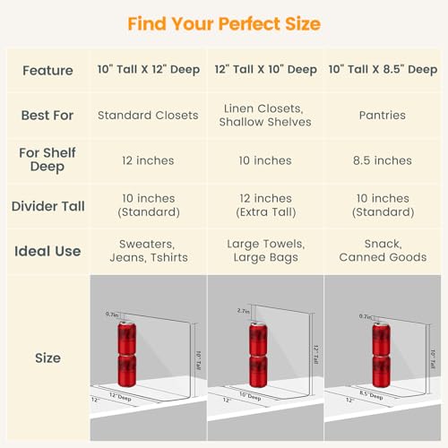 OKPOW Acrylic Shelf Dividers for Closet Organization: 8 Pack Tall Durable Clear Shelves Separators for Clothing Adjustable - Image 2