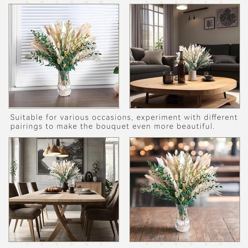 MAKINGTEC 75 Pcs Green Pampas Grass Bouquet – Boho Home & Wedding Floral Arrangements – Dried Pampas Grass Decor for Living Room, Fireplace, and Modern Farmhouse - Image 4