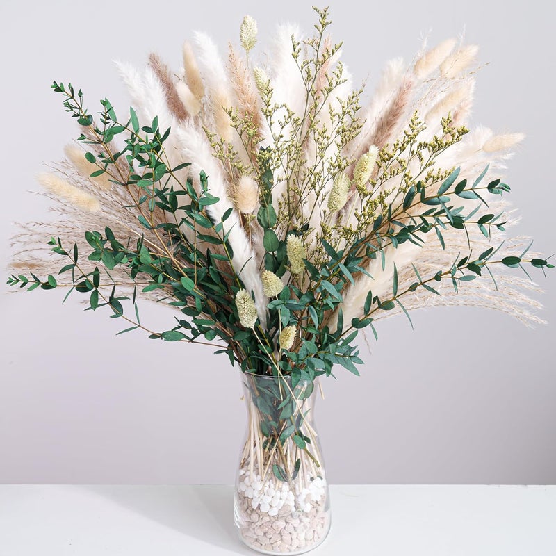 MAKINGTEC 75 Pcs Green Pampas Grass Bouquet – Boho Home & Wedding Floral Arrangements – Dried Pampas Grass Decor for Living Room, Fireplace, and Modern Farmhouse - Image 2