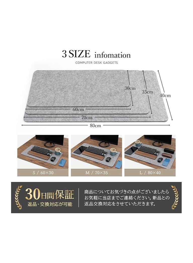 Desk Mat, Felt, Wool, Natural Wool, Compatible with Optical Mouse, Thick, 0.2 inches (5 mm), Moisture Wicking, Heat Retention, Mouse Pad - Image 2