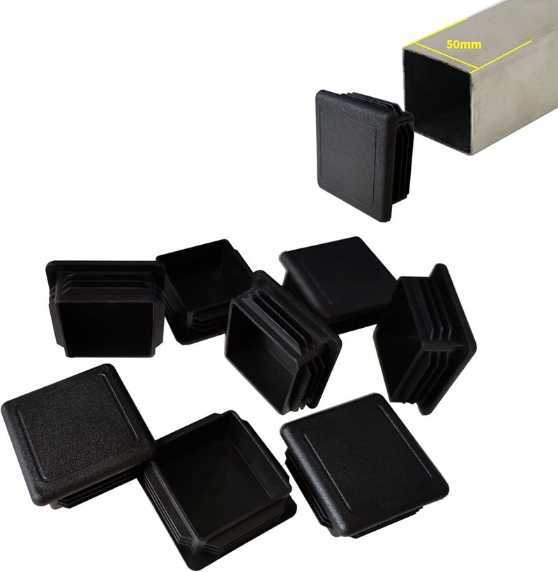 TalyRob 2 Inch Square Tubing End Cap Plug, 2"x2" Plastic Insert Finishing Hole Plugs for Fence Post Pipe Cover Tube Chair（Black,12 Pack） - Image 1