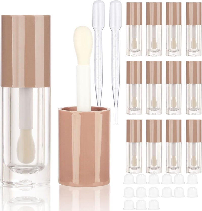 COSIDEA 14pcs Empty 6ml big doe foot wand Chunky lip gloss tubes for DIY lipgloss,Pink round lipgloss containers tubes with thick wand (Nude) - Image 1