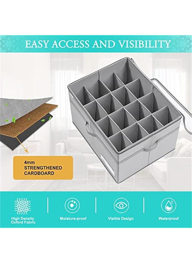 Arabest Closet Shoe Organizer, Holds 16 Pairs, Big Clear Shoe Boxes, Collapsible Shoe Storage Bins with Strong Base, Shoe Rack with Sturdy Handles, Gray Color  - Image 4