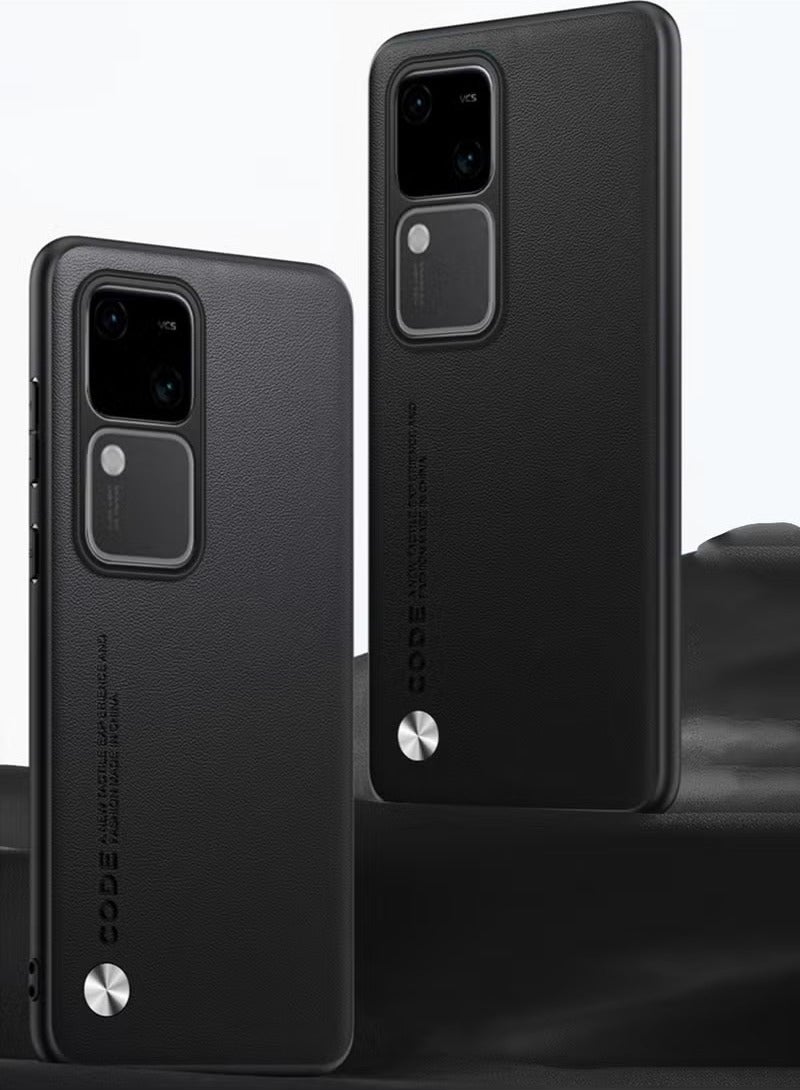Vivo V30 حالة جلد ، غطاء فاخر للرجال والنساء ، حافظات هاتف واقية رفيعة مقاومة للصدمات ل Vivo V30 غطاء حافظة واقية ل Vivo V30 5G أسود الأعمال الراقية - Image 5
