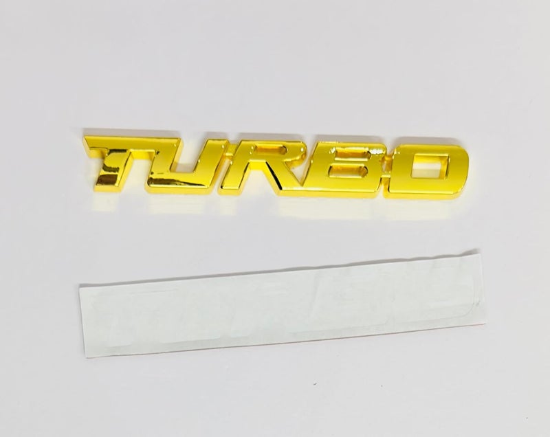 AUTO MT Emblems for Car & Bike Metal Lo.go and Grill Me.tal Lo.go, Auto Accessories for Car Emblem 3D Badge Auto Racing Sport Sticker Grand Tourer Decal. (Golden Turbo Logo) - Image 2