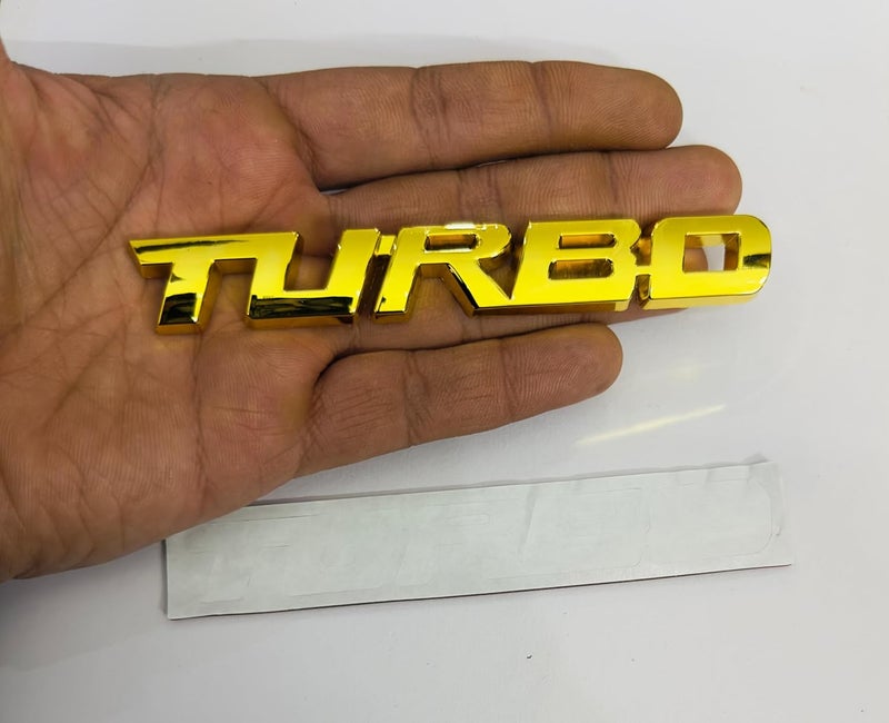 AUTO MT Emblems for Car & Bike Metal Lo.go and Grill Me.tal Lo.go, Auto Accessories for Car Emblem 3D Badge Auto Racing Sport Sticker Grand Tourer Decal. (Golden Turbo Logo) - Image 3