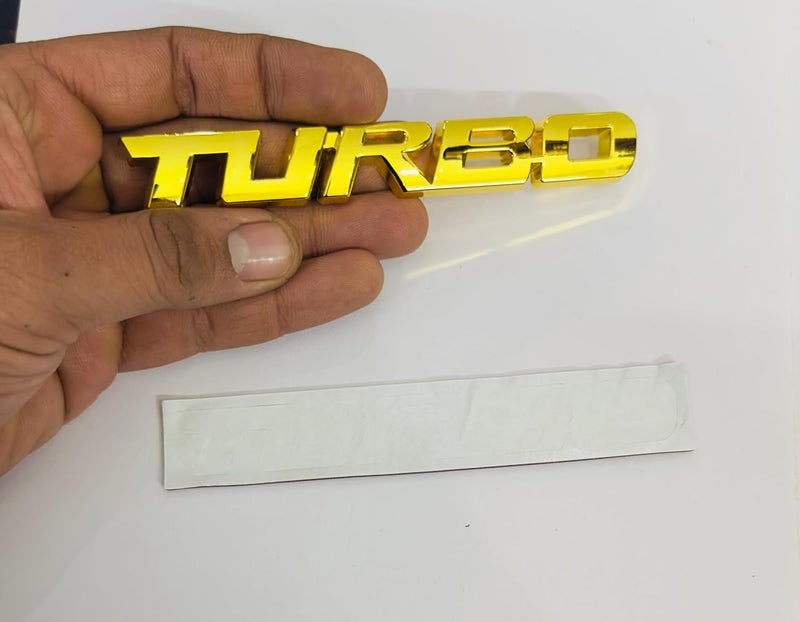 AUTO MT Emblems for Car & Bike Metal Lo.go and Grill Me.tal Lo.go, Auto Accessories for Car Emblem 3D Badge Auto Racing Sport Sticker Grand Tourer Decal. (Golden Turbo Logo) - Image 1